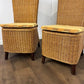Pair Of Contemporary Wicker Back High Back Dining Chairs