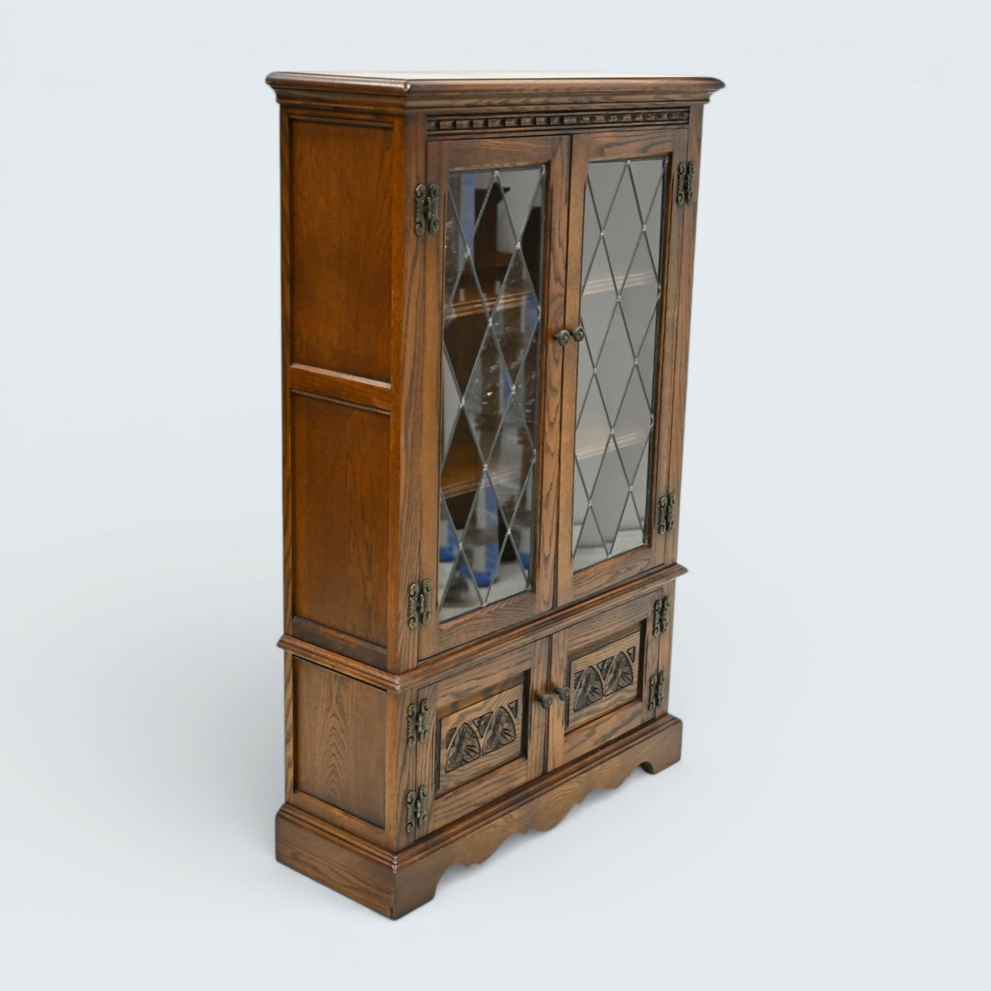 Old Charm Vintage Display Cabinet Bookcase 2 Shelves Carvings FREE UK Delivery