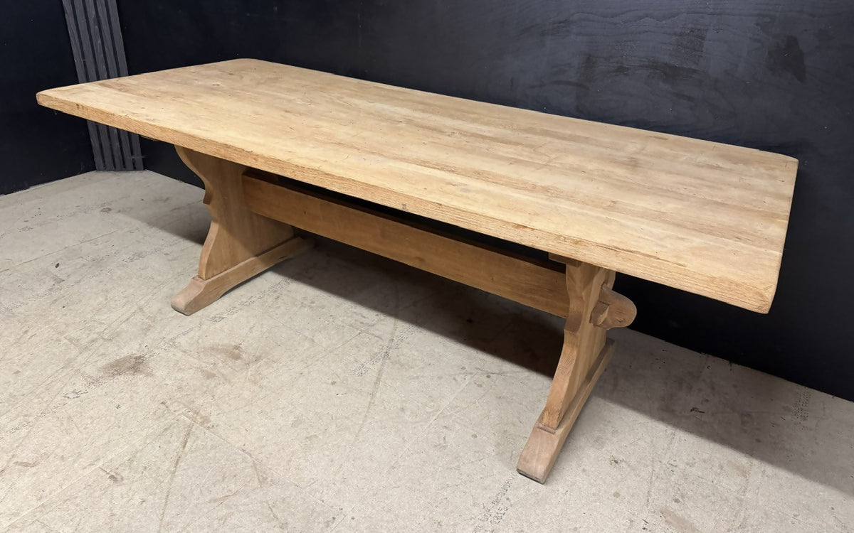 French Bleached Oak Farmhouse Dining Table