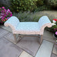 Window Seat, Scroll Armed Bench, Upholstered Cream Willow Fabric Hallway Chair