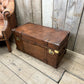 Luxury Hand dyed medium oak leather storage trunk