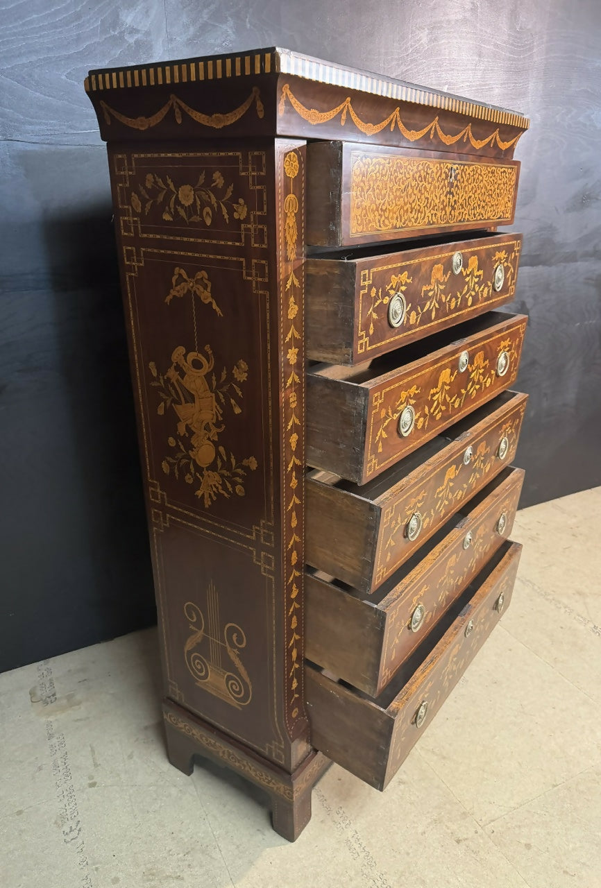 Stunning 18th Century Dutch Marquetry Chest of Drawers