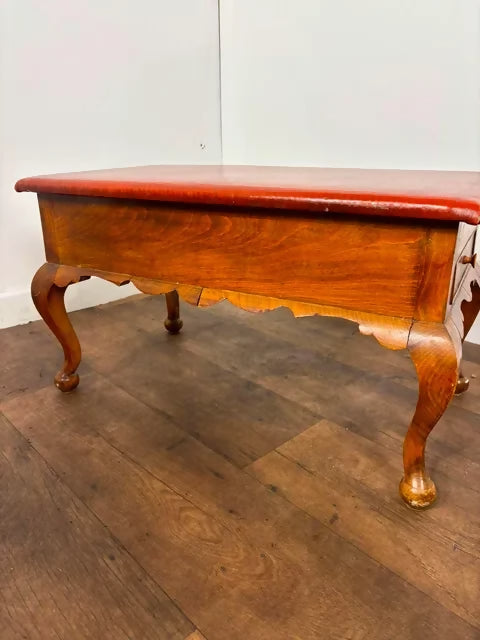 Vintage Leather Top Sewing Box - Stool