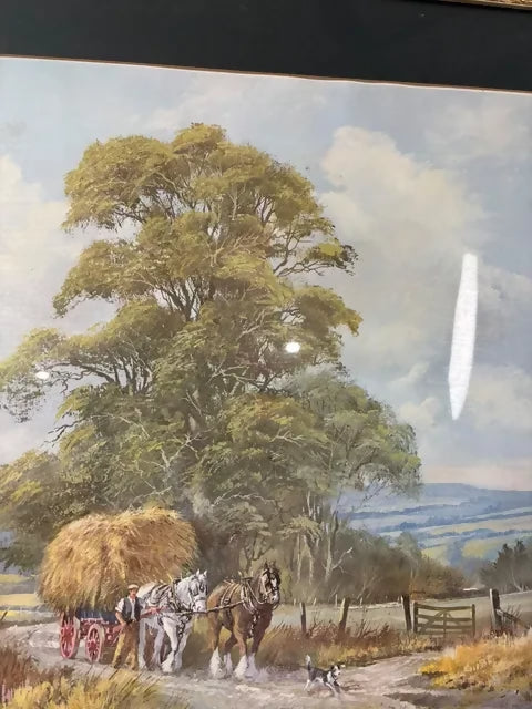 Large Framed Don Vaughan Country Harvest Scene Print