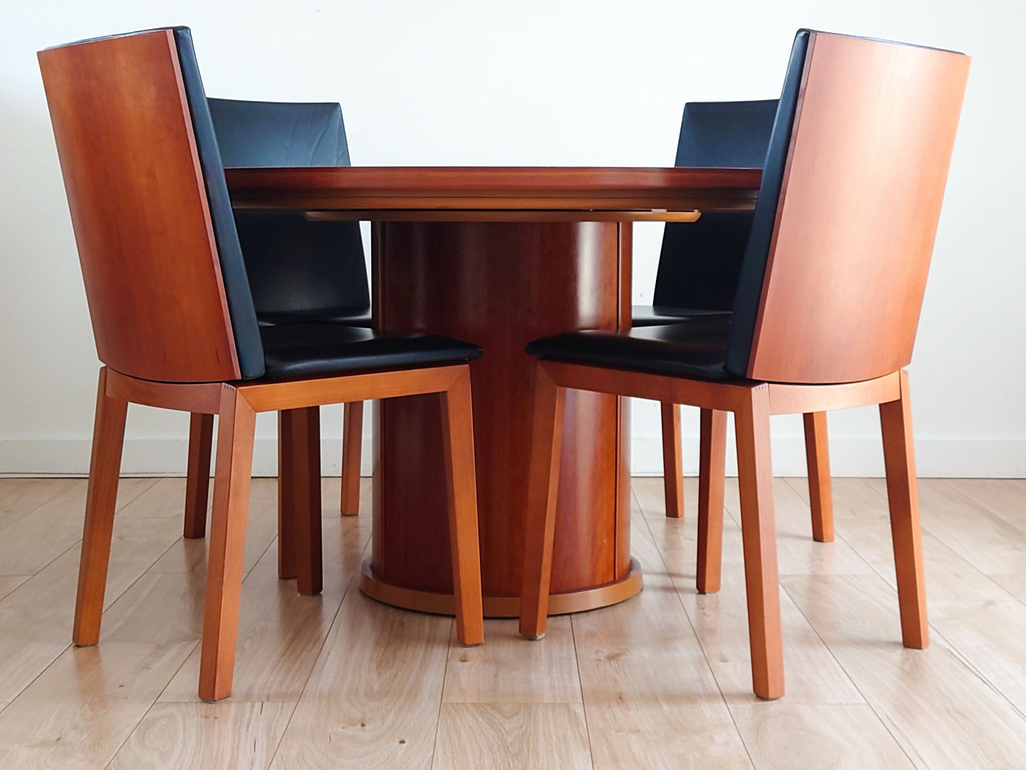 Per Hansbaek For Skovby Sm51 Danish Cherry Wood And Leather Dining Chairs