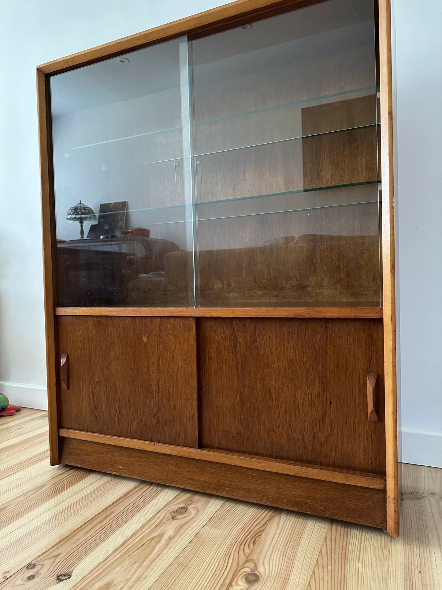 Vintage Mid Century Teak Display Cabinet Glass Fronted Bookcase Herbert Gibbs