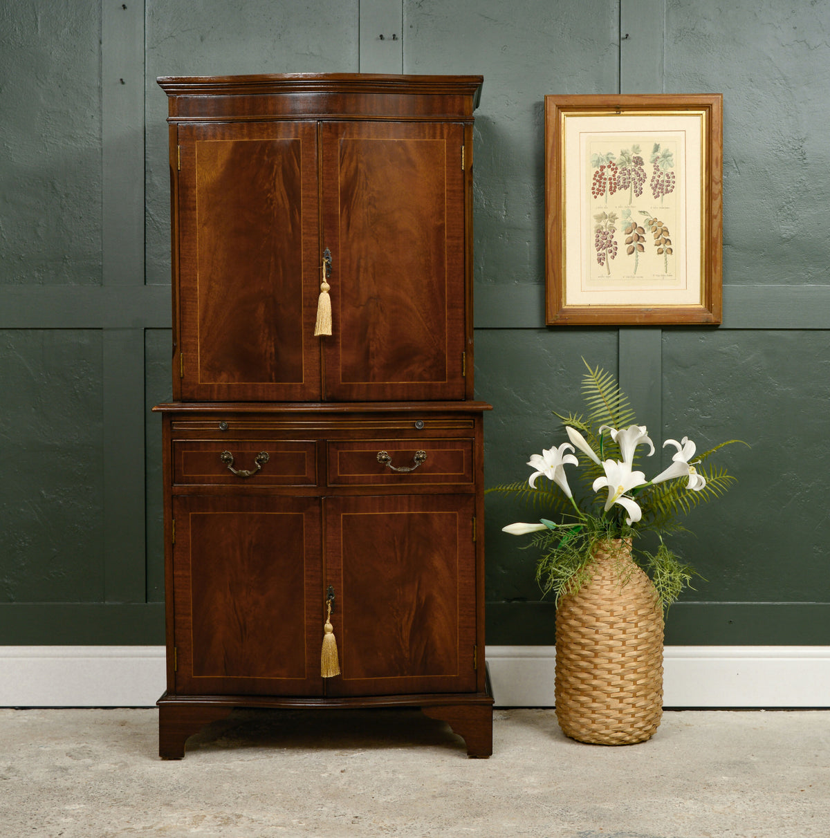 Regency Georgian Style Drinks Cocktail Cabinet - Chest on Chest - Mahogany