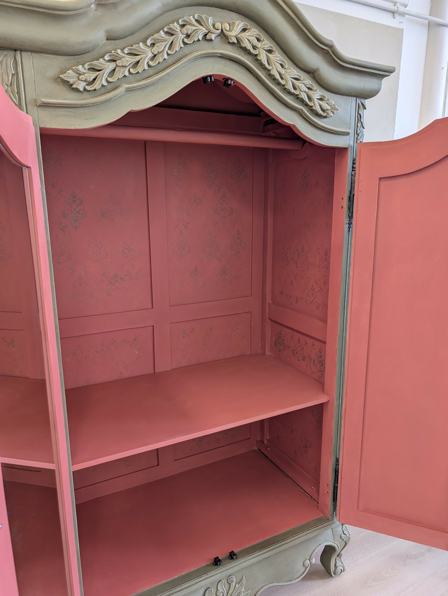 Vintage French Armoire Wardrobe | Hand Painted Double Wardrobe | Ornate French Bedroom Furniture