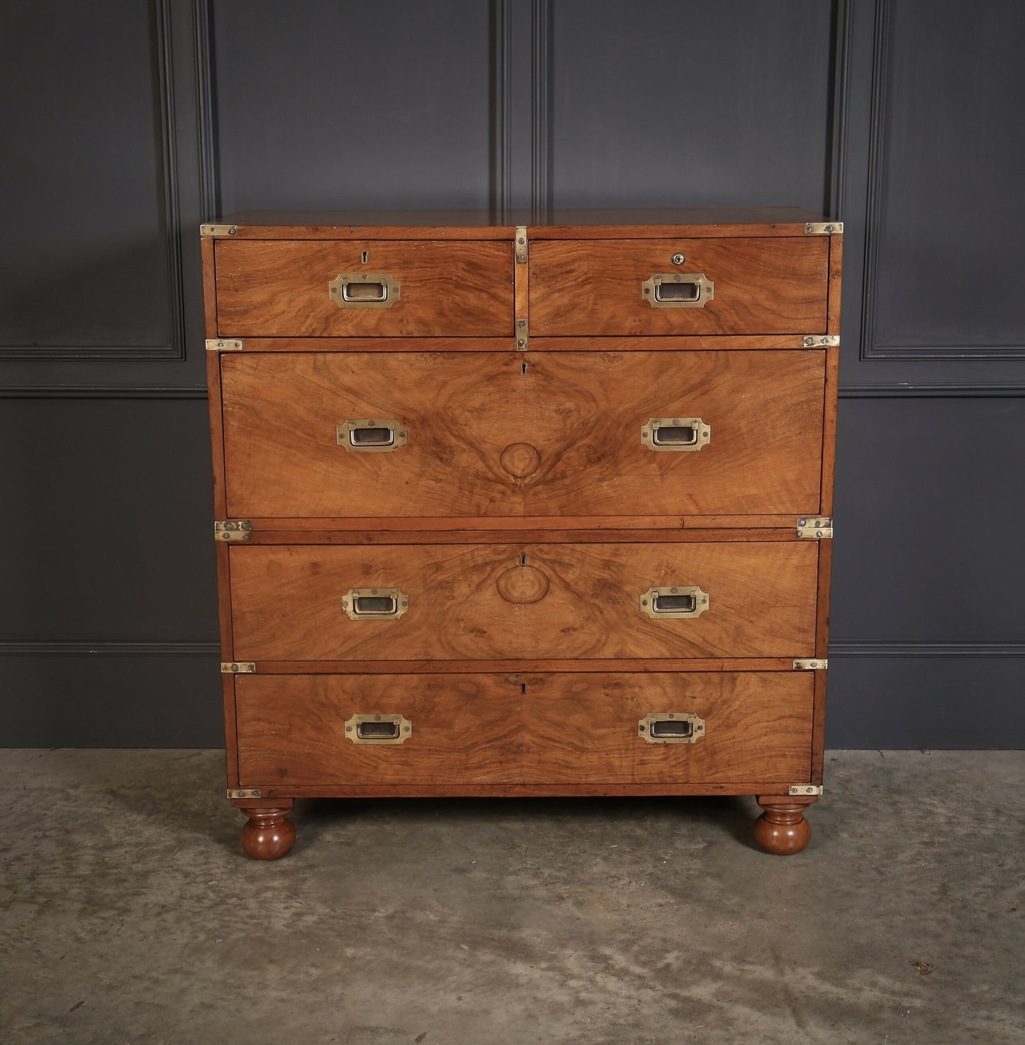 Vintage Mahogany Military Campaign Secretaire Chest