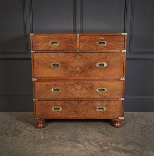 Vintage Mahogany Military Campaign Secretaire Chest