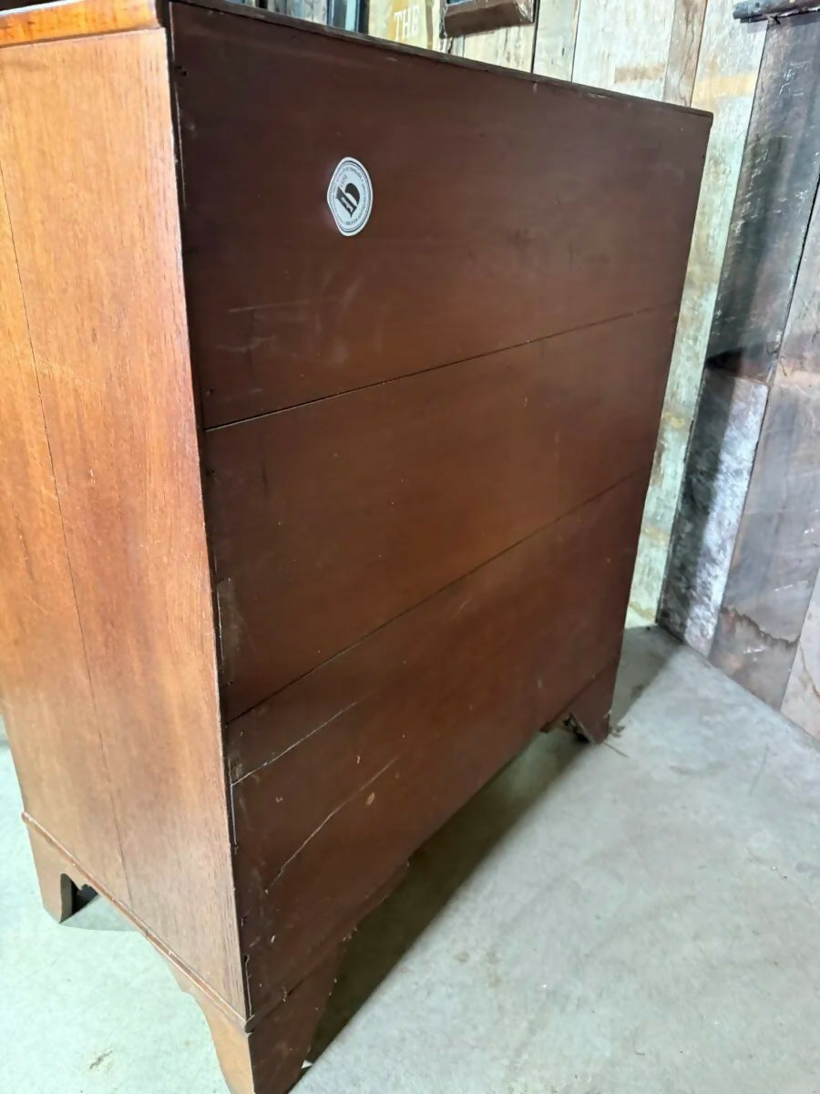 Antique George III Oak and Mahogany Two over Three Chest of Drawers, c1820
