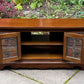 A WOOD BROTHERS OLD CHARM CARVED LIGHT OAK TV CABINET / MEDIA STAND / BASE / UNIT.