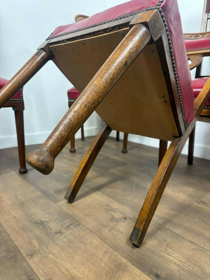 Set of Four Early 20th Century Oak Art Nouveau Dining Chairs