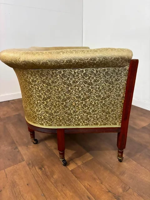 Edwardian Mahogany Upholstered Window Seat / Small Settee