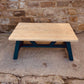 Solid Wood Farmhouse Coffee Table | Handcrafted Rustic Coffee Table with Natural Top & Navy Painted Base