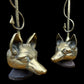 Pair of Antique Brass Fox Head Door Porters or Door Stops