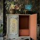 Hand-Painted French Style Distressed Cabinet | Luxury Drinks & Storage Cabinet
