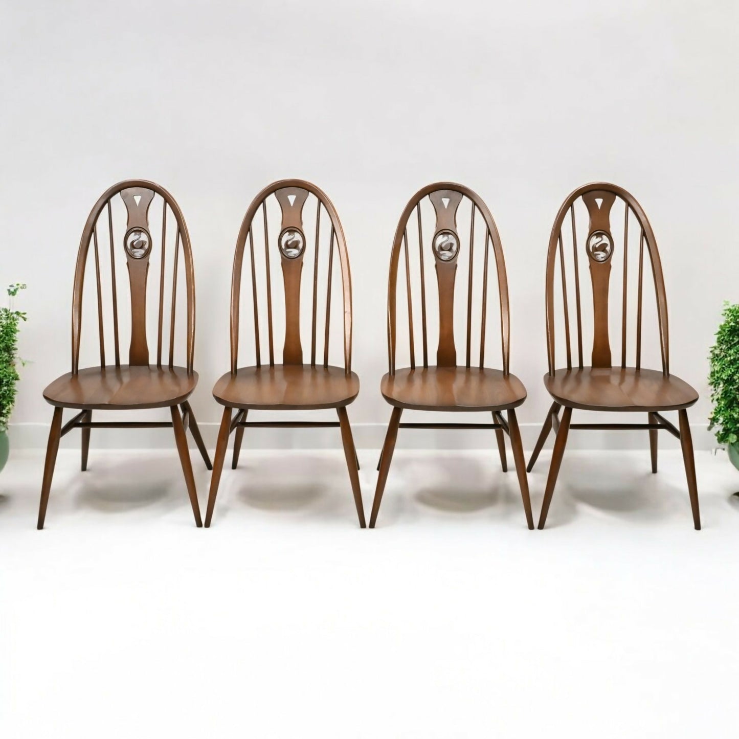4 Ercol Windsor Swan Bow Back Dining Chairs Golden Dawn #876 FREE UK Delivery. SBR10108/2002E