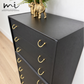 Refurbished Matte Black G Plan E Gomme tallboy chest of drawers, dresser, bedroom furniture, sideboard, brass, mid century modern, Vintage