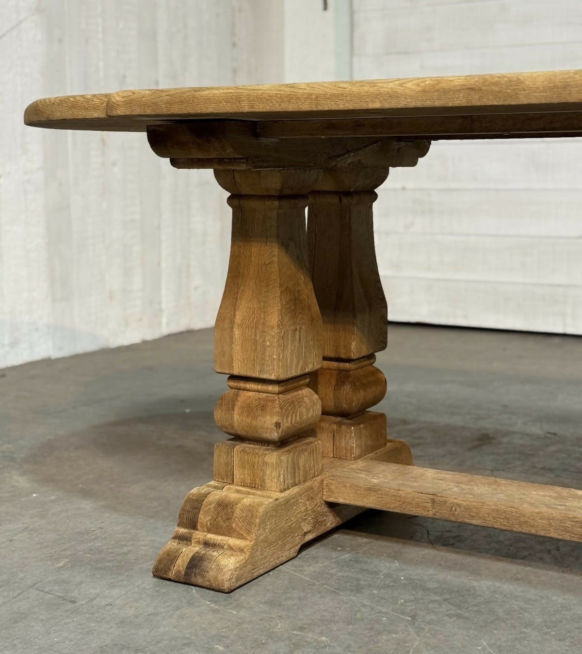 Large French Bleached Oak Farmhouse Dining Table