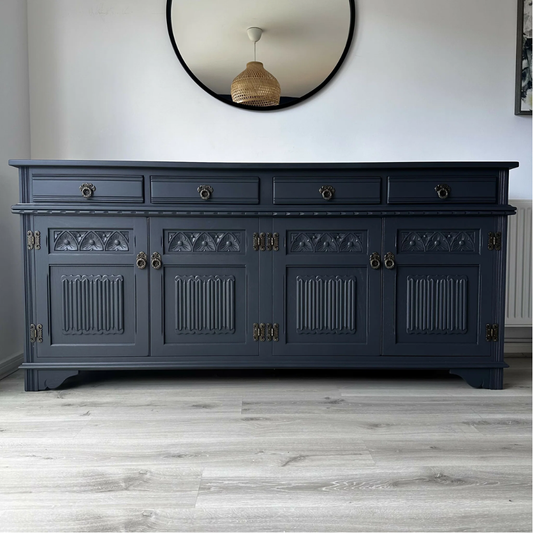 Antique Black Carved Old Charm Sideboard