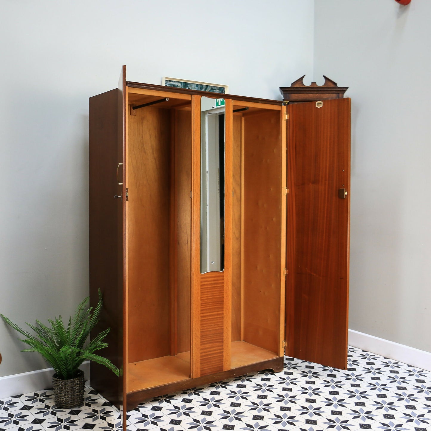 Lebus Double Wardrobe Vintage Retro with Mirror and Two Rails