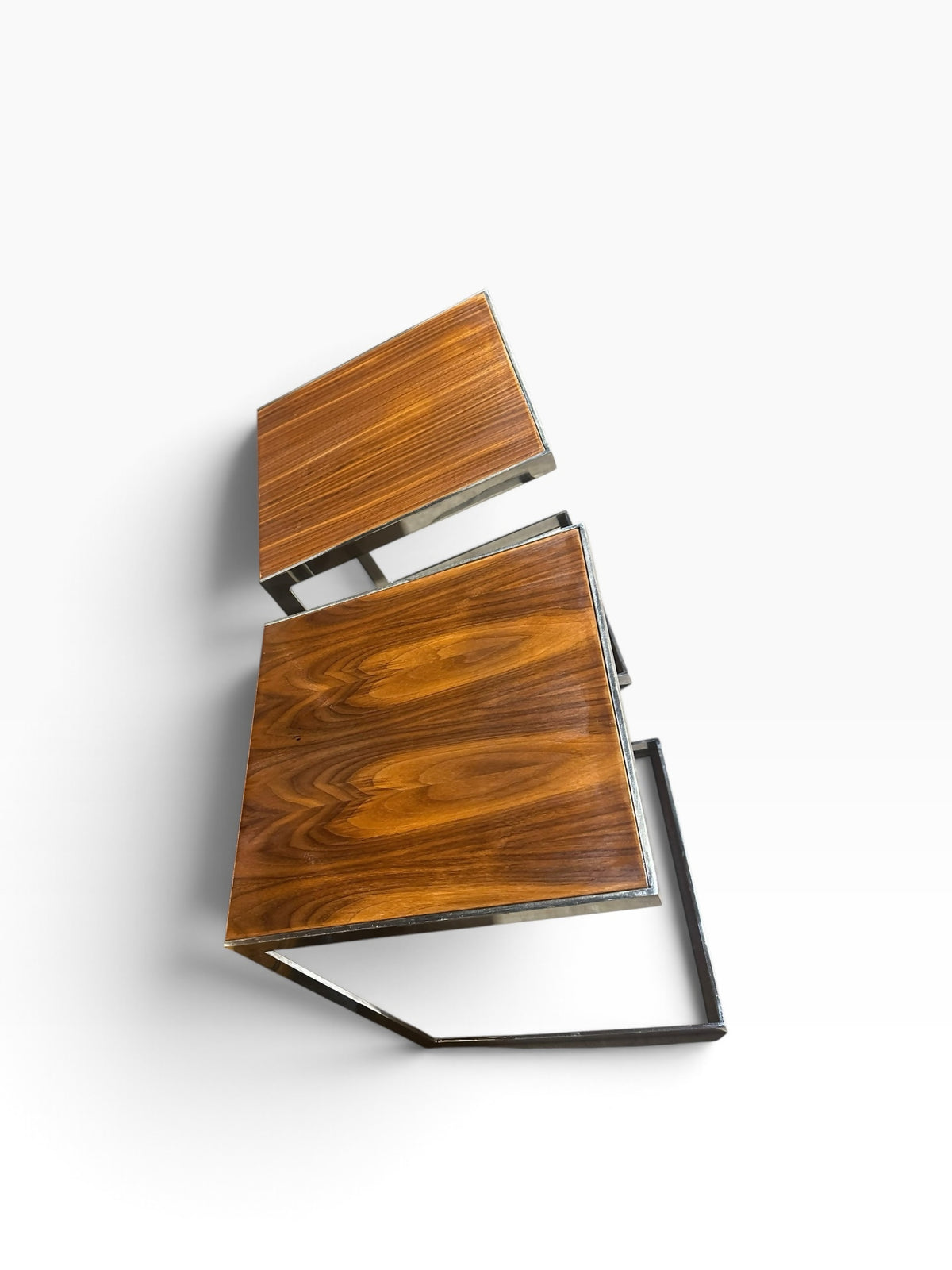 Mid-Century Modern Chrome and Teak side tables / bedside tables