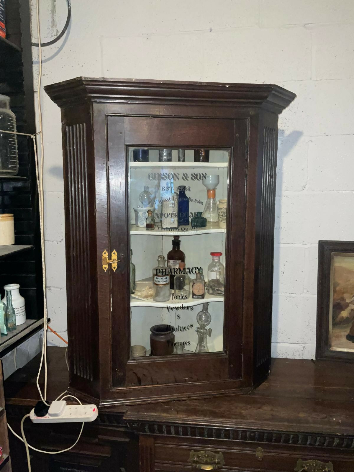 Antique Corner Apothecary Cabinet