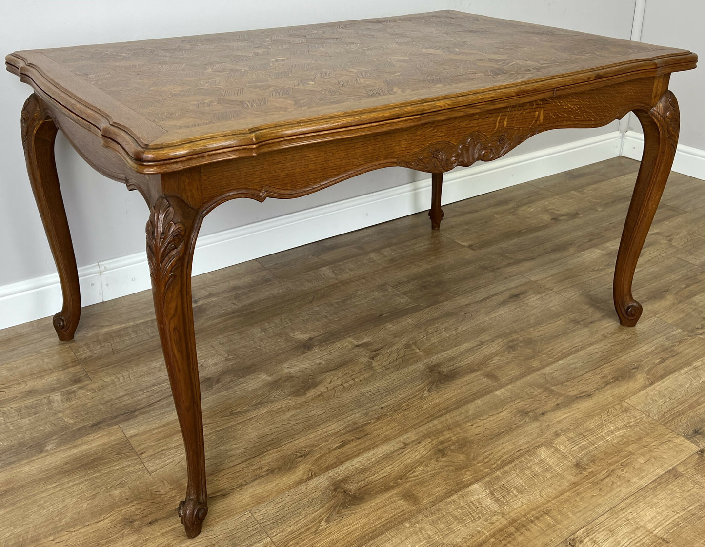 Dining Table Vintage French Louis XVI Carved Oak Extendable Table LOT 6357