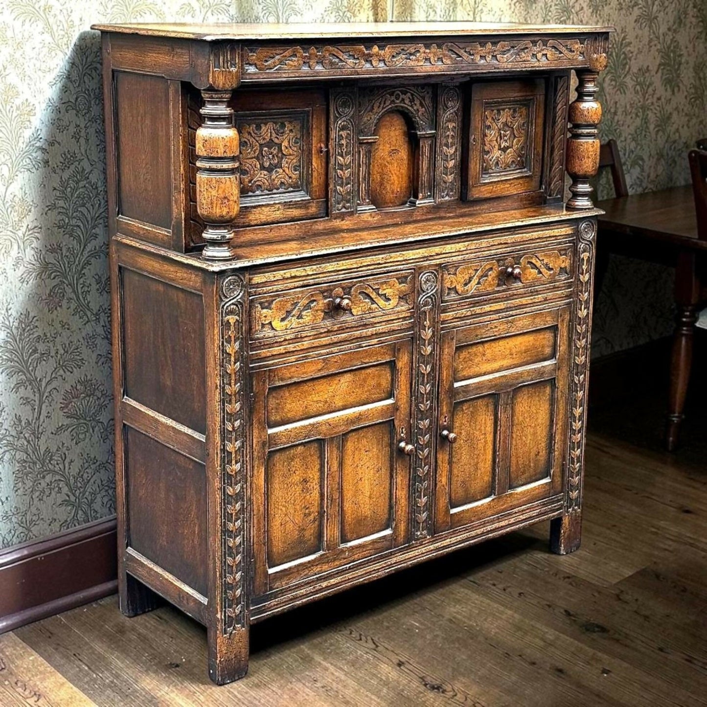 Carved Oak Court Cupboard / Sideboard