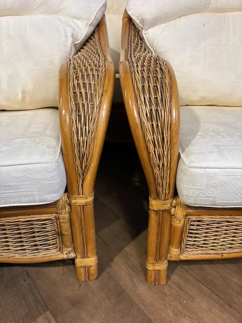 Vintage Three Piece Cane Conservatory Suite – Two Seater Settee & Armchairs