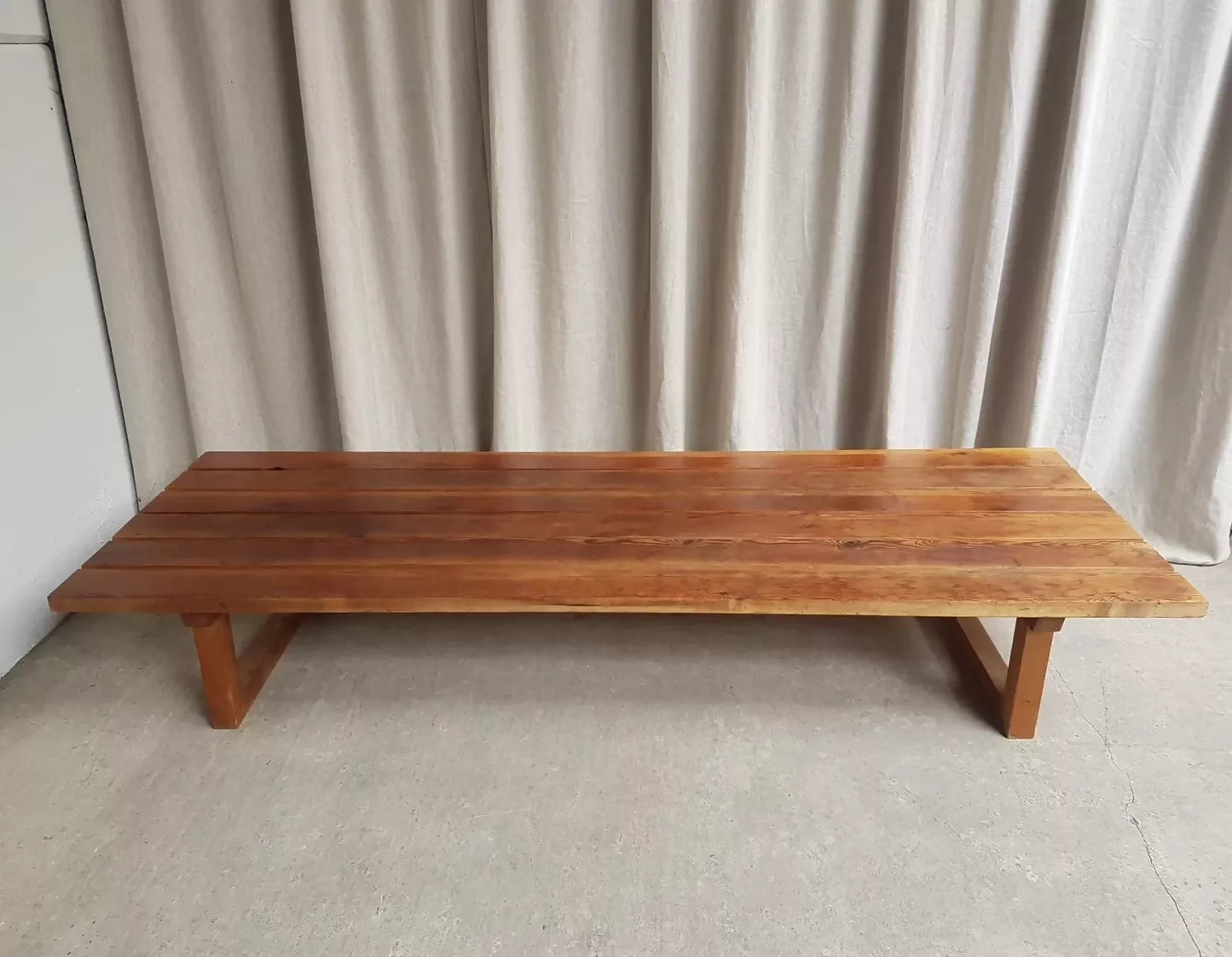 Vintage Mid Century Danish Pine Slatted Bench Seat Coffee Table Scandi Retro R477