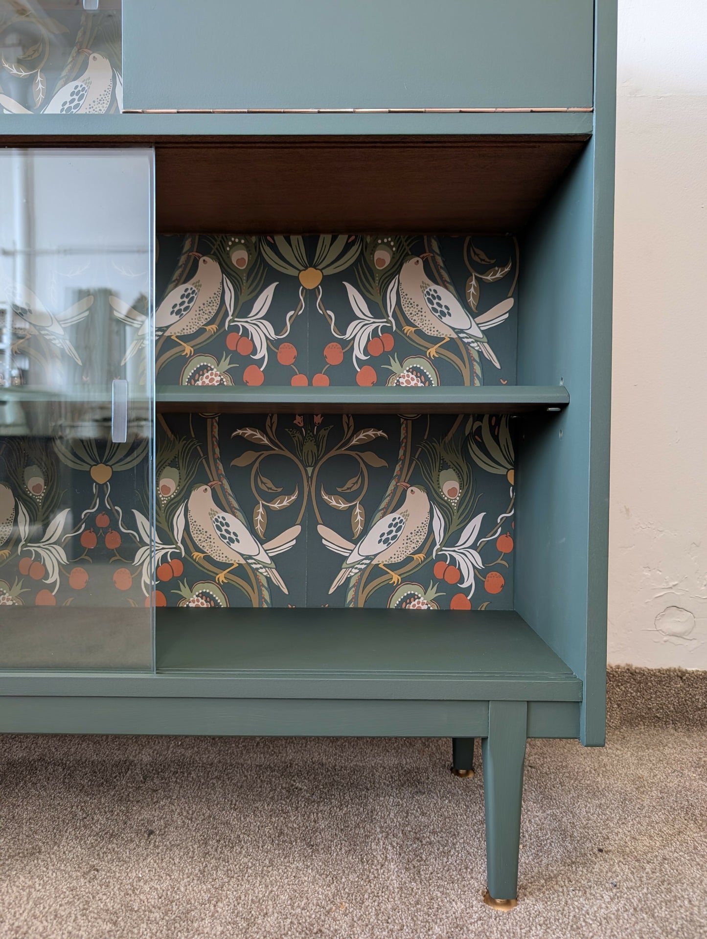 Mid Century Nathan Cocktail Cabinet /.Glass Door Bookcase