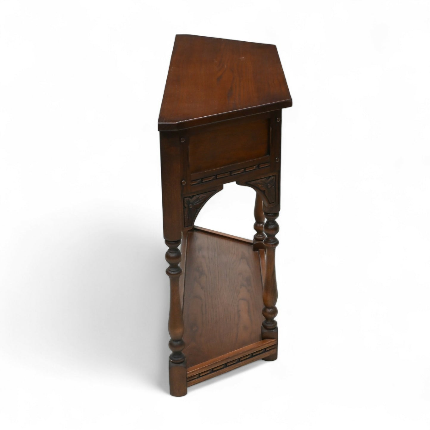 Old Charm Narrow Canted Console Table With Cupboard Tudor Brown FREE UK Delivery. SBR10959/1909E