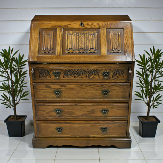 Old Charm Bureau With Fitted Interior 4 Drawers Light Oak FREE UK Delivery*. SBR11124/3010E