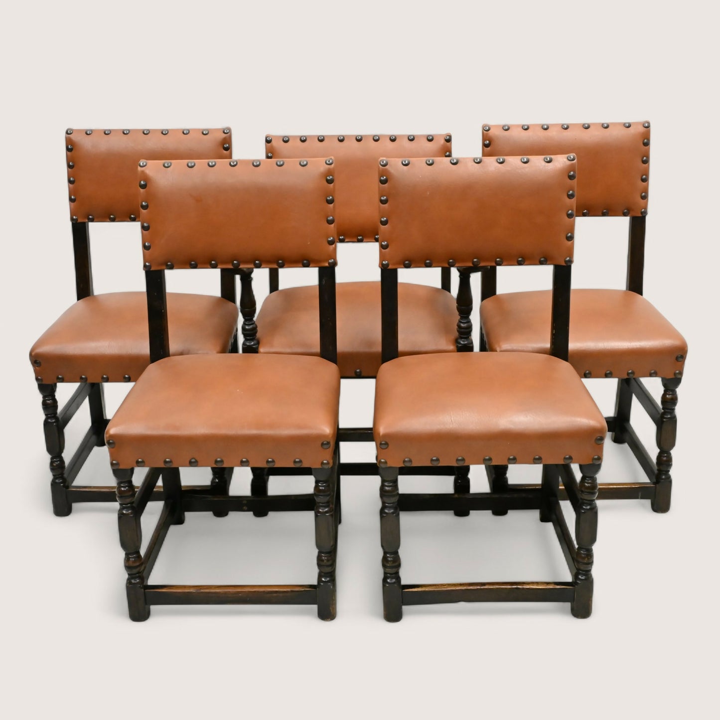 5 Skull/Ercol Dining Chairs Studded Burnt Orange Faux Leather FREE UK Delivery*. SBR10814/0808E