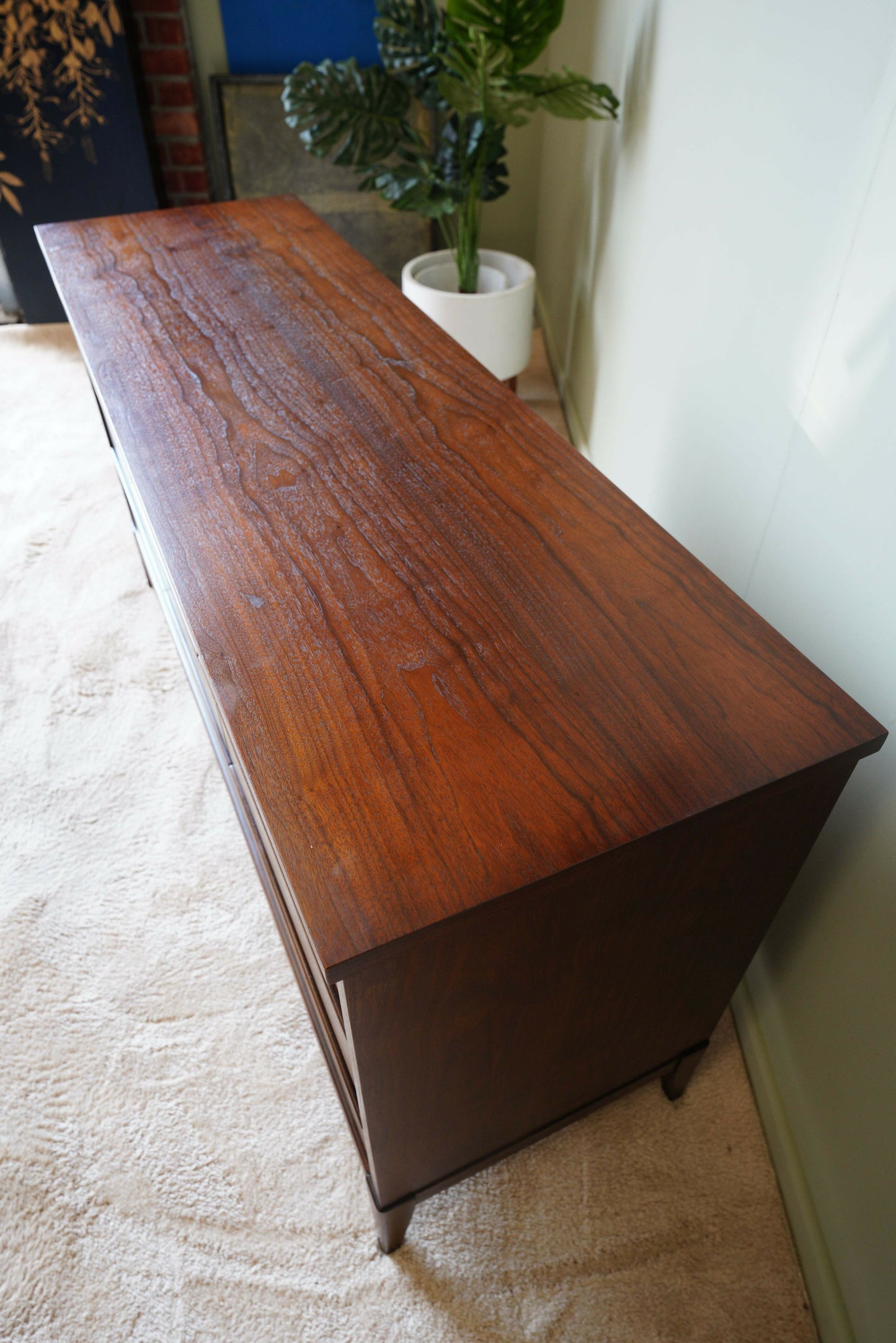 Nine Drawer Vintage Chest In Figured Walnut – Canada, C. 1960s