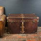 English handmade luxury leather steamer trunk - Vintage style - hand dyed
