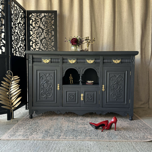 Painted Antique Sideboard Black sideboard