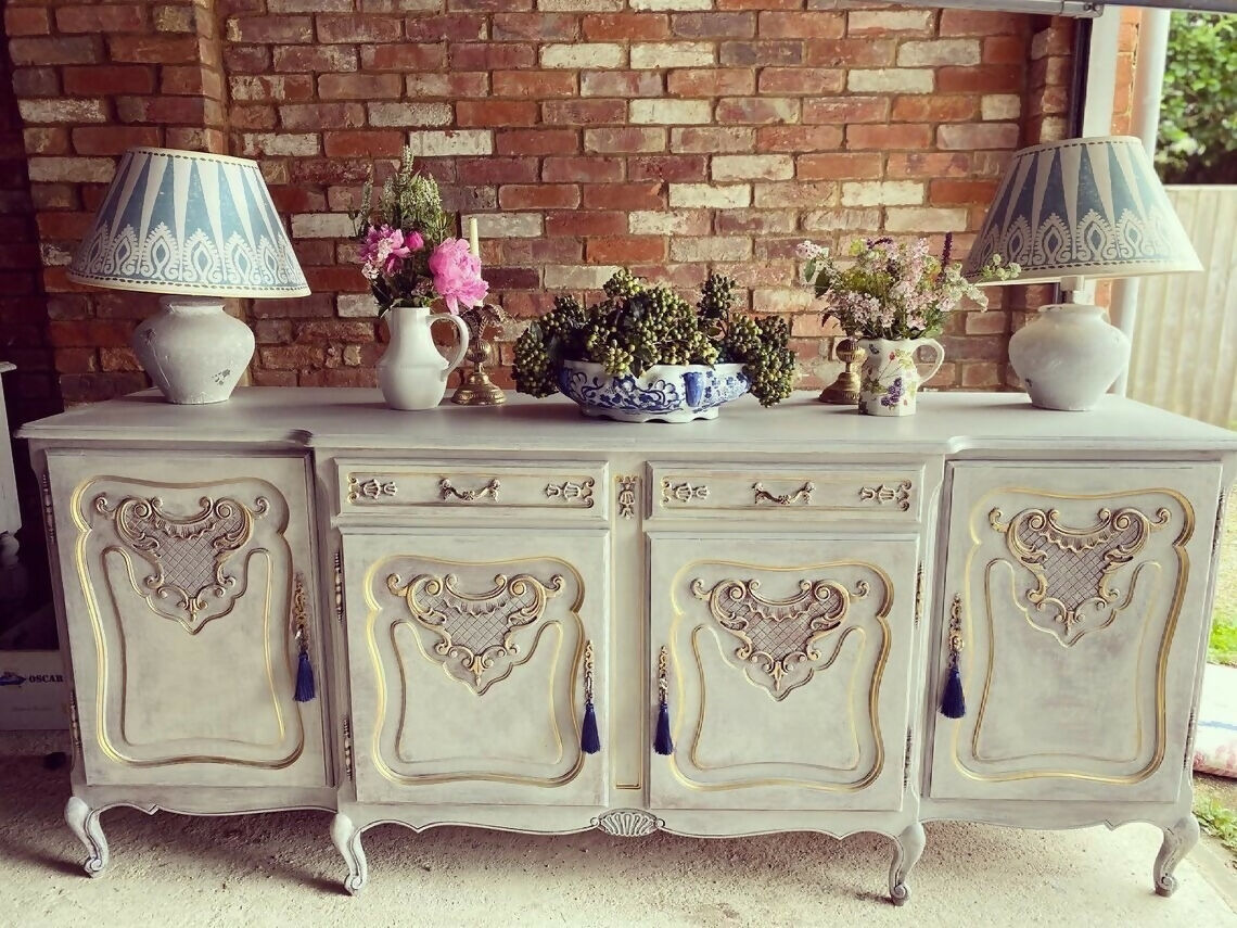French Grey Vintage Louis XVI Sideboard