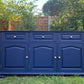 Free Delivery Newly refurbished large solid wood sideboard blue