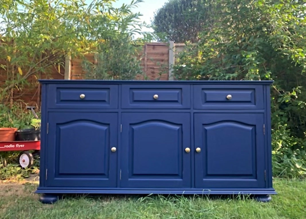 Free Delivery Newly refurbished large solid wood sideboard blue