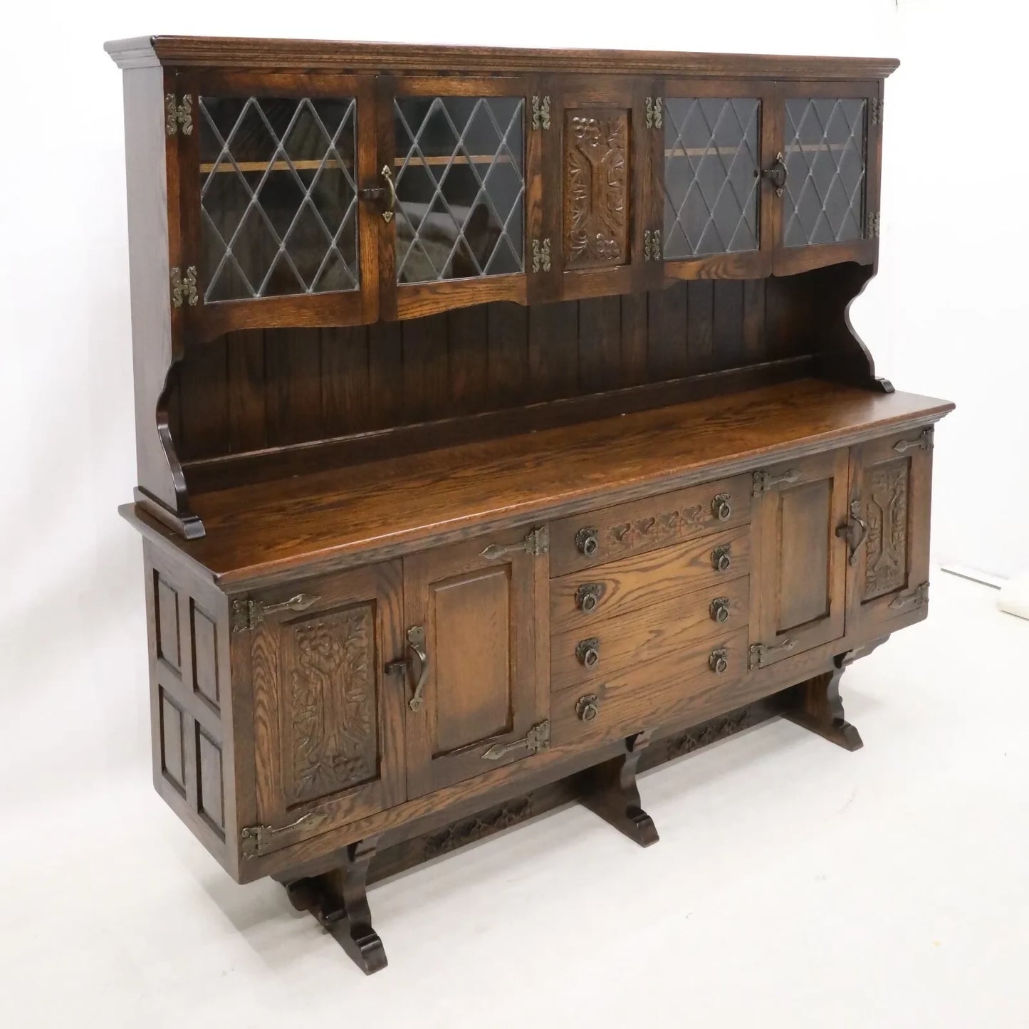 Raised Oak Dresser Cupboards Drawers Display Cabinets By Webber FREE UK Delivery