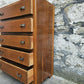 Vintage Oak Tallboy Chest of Drawers: Antique Cabinet with Detailing Five Drawer