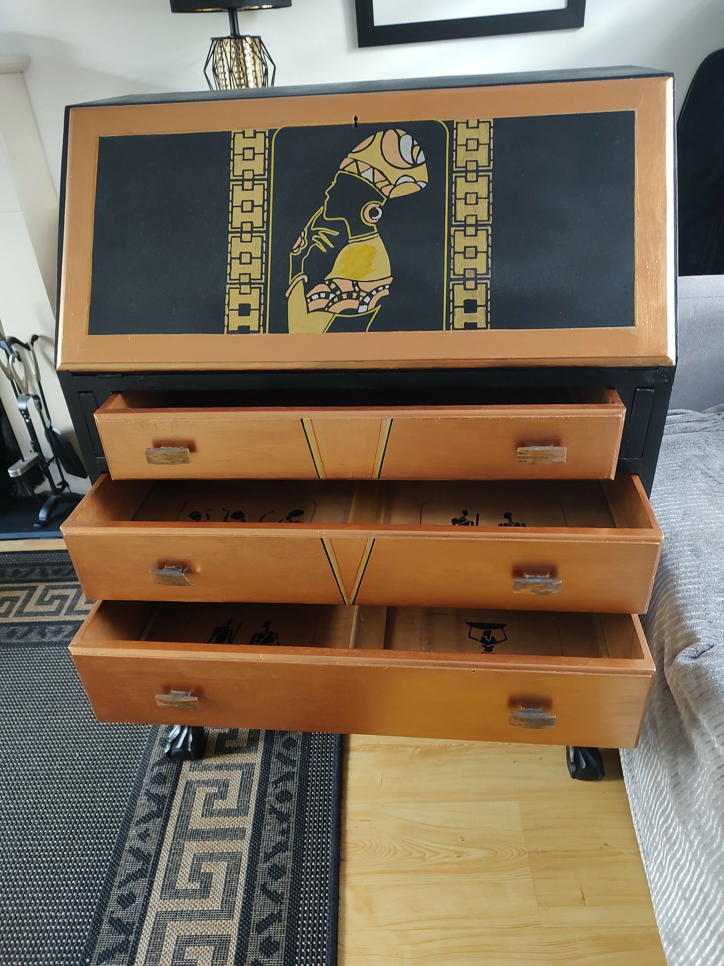 ONE OF A KIND “Echoes of Her” black, gold and copper bureau