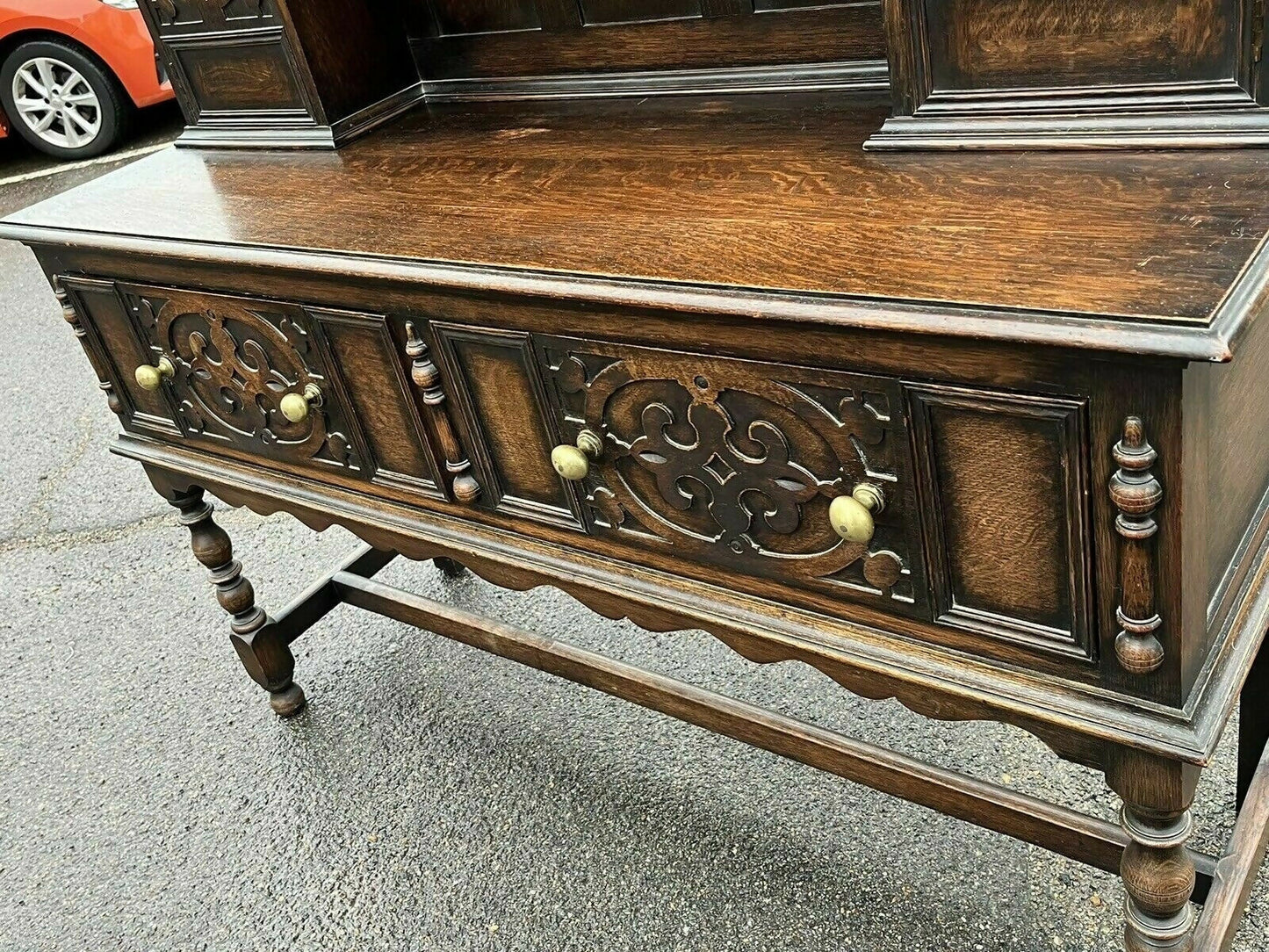 Tall Oak Dresser By Denby & Spinks Of Leeds, Circa 1930's.