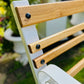 White Vintage Garden Bench Patio Seat in Oak Wrought Iron