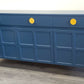 Midcentury Retro Nathan Squares Sideboard. Blue Yellow Painted Upcycled TV Cabinet Commission Piece
