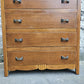 Vintage Oak Tallboy Chest of Drawers: Antique Cabinet with Detailing Five Drawer