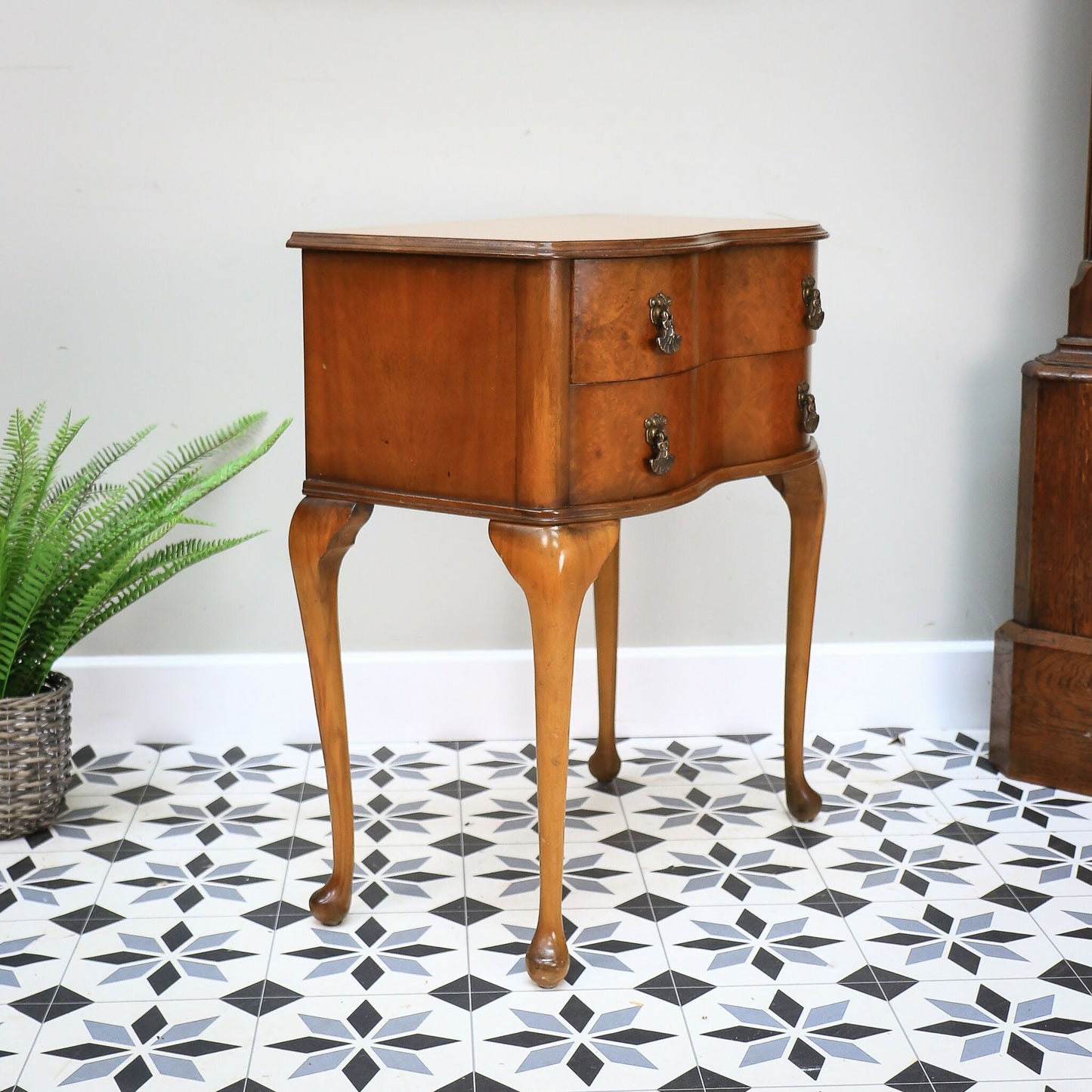Hall Table Side Table Serpentine Front in Burr Walnut Chest of Drawers